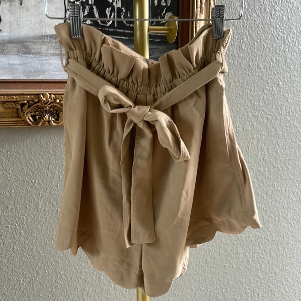 Blue ivy Tan High Waist Paperbag Shorts - Picture 2 of 10